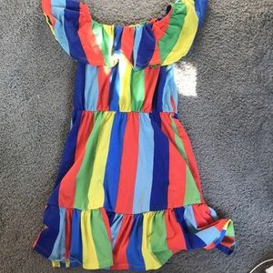 Off the shoulder rainbow dress ASOS